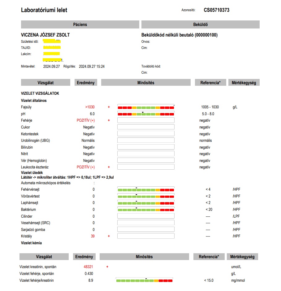 kezeletlen vesemedence gyulladás következménye: krónikus veseelégtelenség első jelei a vizeletvizsgálat leletén.