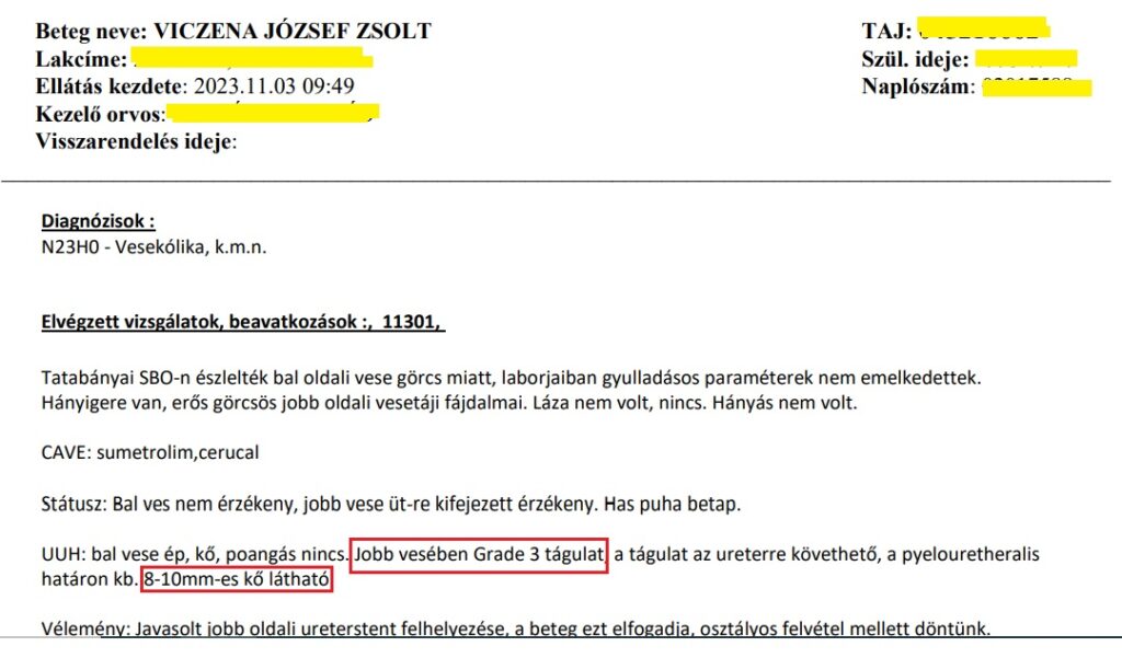 vesekő, vesekövesség urológiai vizsgálati lelete